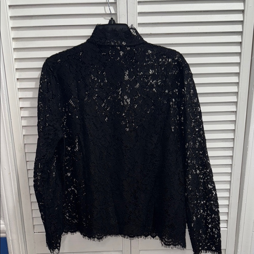 J. Crew Elegant Black Lace Top with Bow Accents - Picture 9 of 9